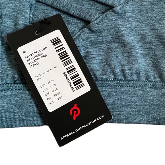 NEW Peloton Heathered Teal Blue Cutout Strappy Stretch Logo Sports Bra Size S - Picture 10 of 12